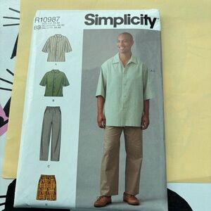 Simplicity Pattern R10987 BB for Men’s Shirt, Pants, and Shorts